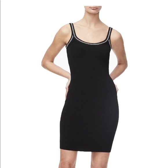 Nwt Good American Chain Accent Fitted Tank Mini Dress Size 0